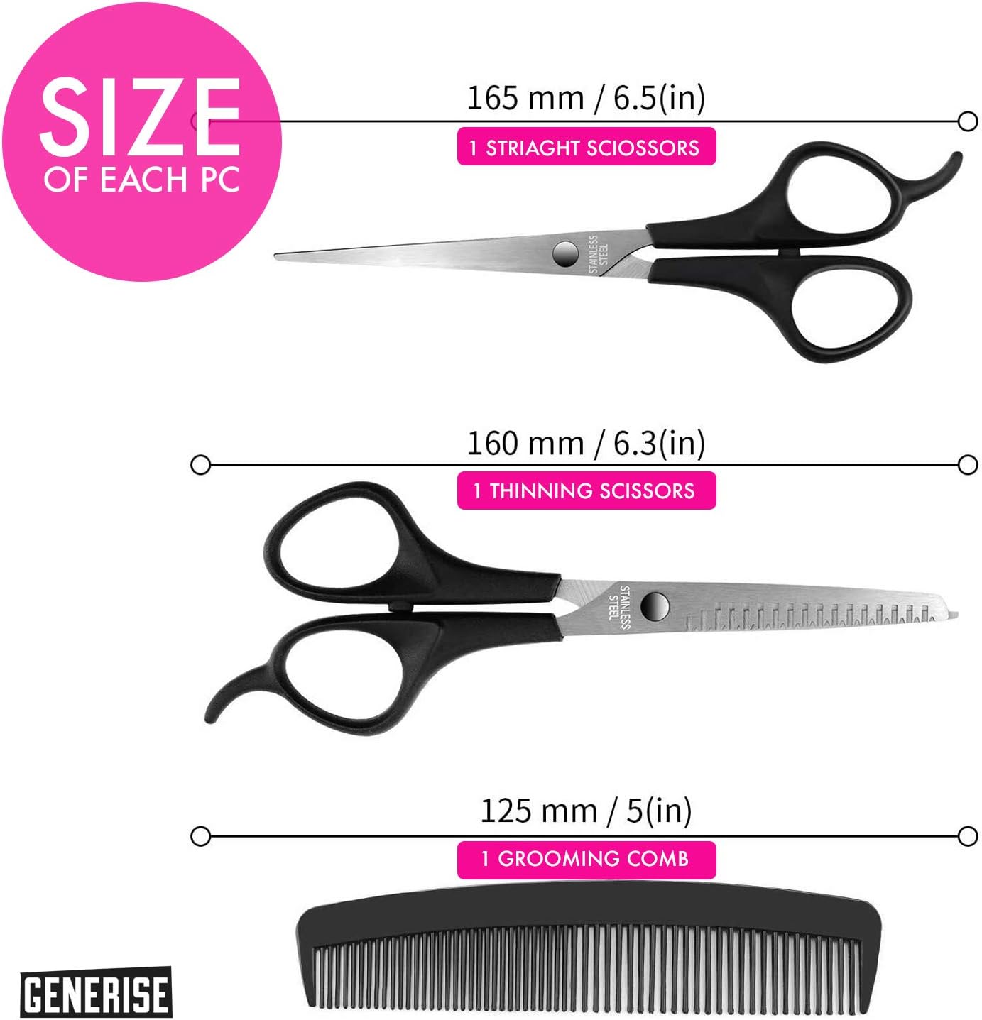 Hairdressing Scissors Set GENERISE Hair Cutting Kit for Professional & Home Use, Includes x2 Hair Scissor - Image 4