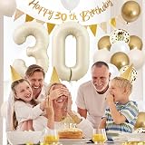 Adorely 21st Birthday Decorations White Gold Banner & Balloons Set view 4