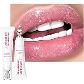URQT Brightening Lip Serum, Hydrating Glossy Lip Oil with Metal Applicator, Plumping Moisturizing Lip Care Tint, Non-Sticky High Shine Lip Glow for Dry Lips (01# SHEER SHIMMER)