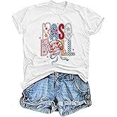 HQP Baseball Mom Shirt for Women: Funny Baseball Tee Shirt Baseball Mama Short Sleeve Casual Tee Tops