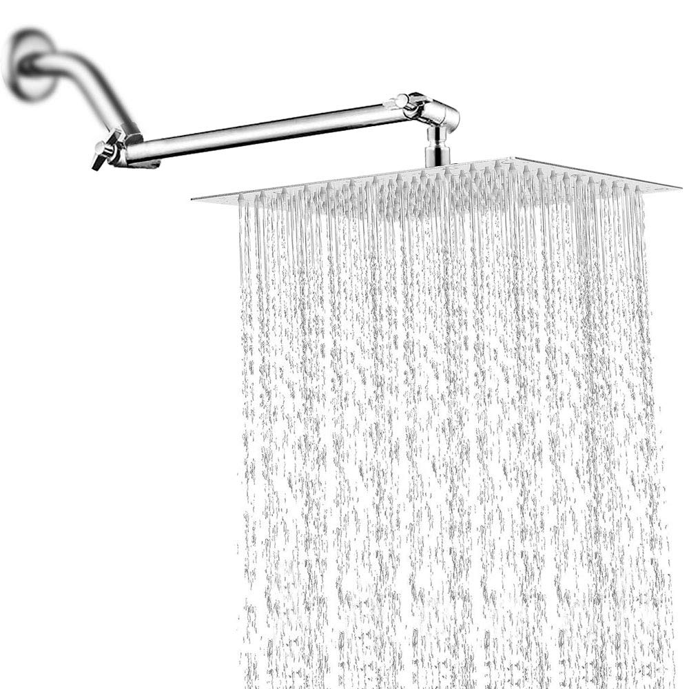 12 Inch Rain Shower Head with 11'' Adjustable Extension Arm, Large