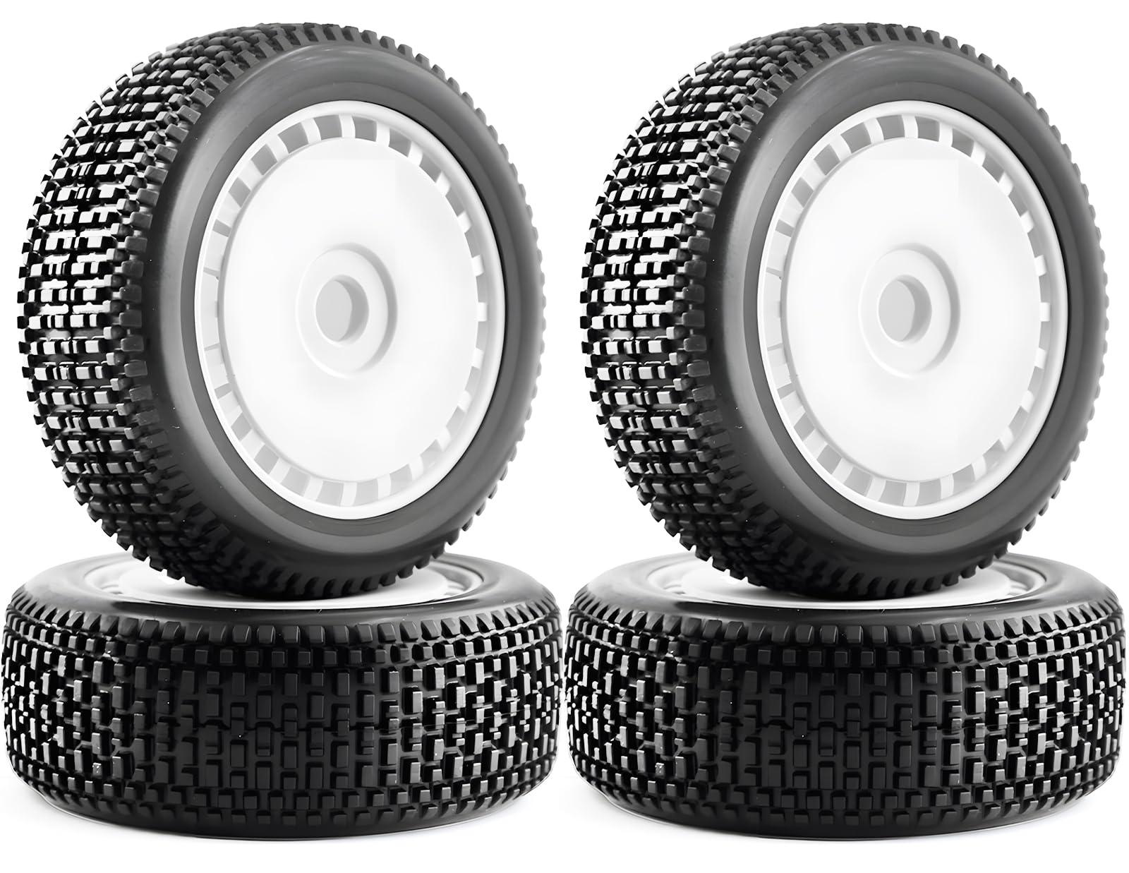 RcThjia 1/8 RC Off-Road Buggy Racing Tires and Wheels 17mm Hex RC Tires with Foam Inserts for ARRMA 1/8 Typhon 3S/6S Losi 8IGHT HSP Hyper HongNor FS Racing KYOSHO MP10 MP9 MP9e Neo.(4PCS/Set)