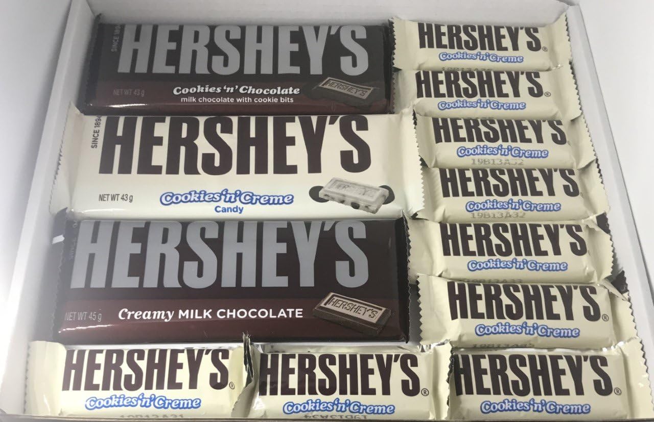 American Candy Hamper Box Hershey's Cookies 'n' Creme Creamy Milk Chocolate With 12 Items Inside Perfect For Birthdays, Presents, Gifts American Sweet Selection Value Retro Gift Box
