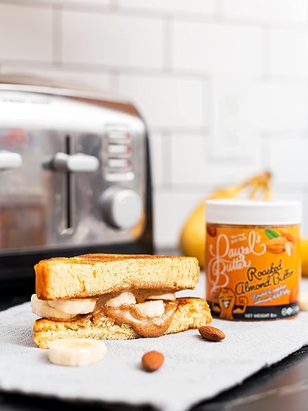 LAUREL’S BUTTER – KETO ROASTED SMOOTH ALMOND BUTTER – HEALTHY NUT BUTTER SNACK, LOW CARB, NO SUGAR, NON GMO, GLUTEN FREE, LIGHTLY SALTED- 8 OZ JAR