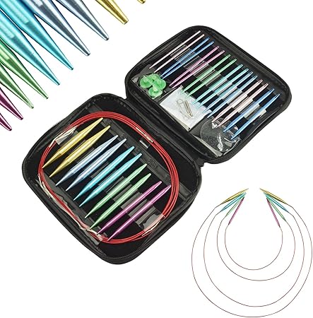 Amazon Com Layoer Juego De Agujas De Tejer Intercambiables De 0 108 In 0 394 In 13 Tamanos De Aluminio Circular Tejer Arte Manualidades Y Costura