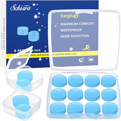 Schiara Ear Plugs for Sleeping 16 Pcs Moldable Silicone Noise Reduction