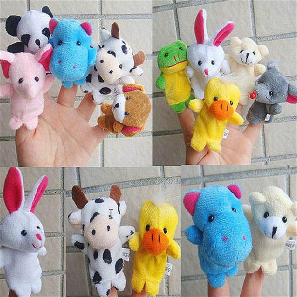 melupa 10 Pack Mini Cute Animal Plush Hand Puppets Set, Soft Plush Finger Dolls Animal Toys for Baby Infant Toddlers Kids Educational Story Time