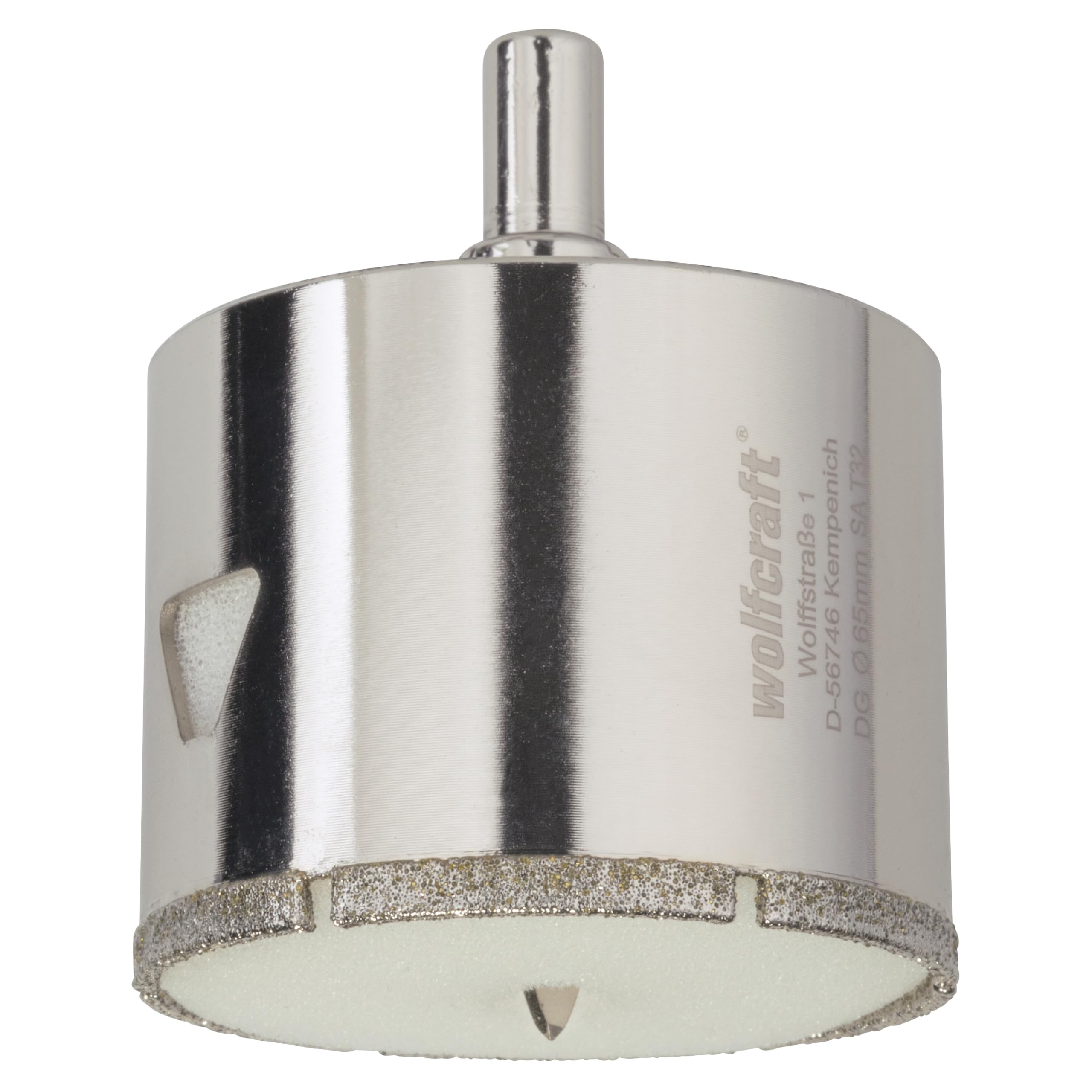 wolfcraft "Ceramic" Diamond Coated Annular Bit, With Centring Drill Bit and Shank I 5930000 I For plumbing and electrical installations in tiles, cutting depth 45 mm