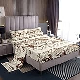 Erosebridal Western Bed Sheets Full Size Cowboy Sheet Set American Wild West Desert Hand Drawn Illustration Fitted Sheet Country Theme Bedroom Decor Bedding Set for Boys Men Teens