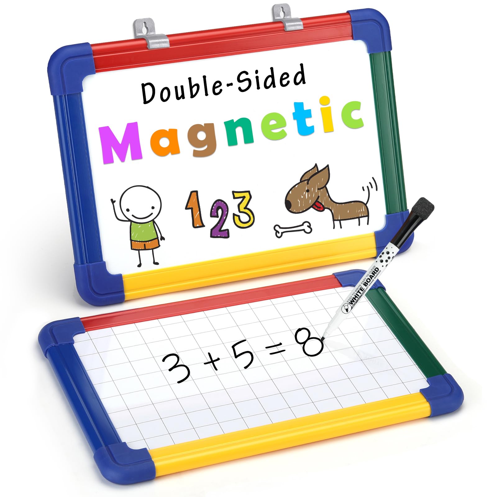 Swansea Small Whiteboard A4, Double Side Magnetic White Board for Kid Teacher Classroom Homeschool, Portable and Wall-Mount, 30x21cm