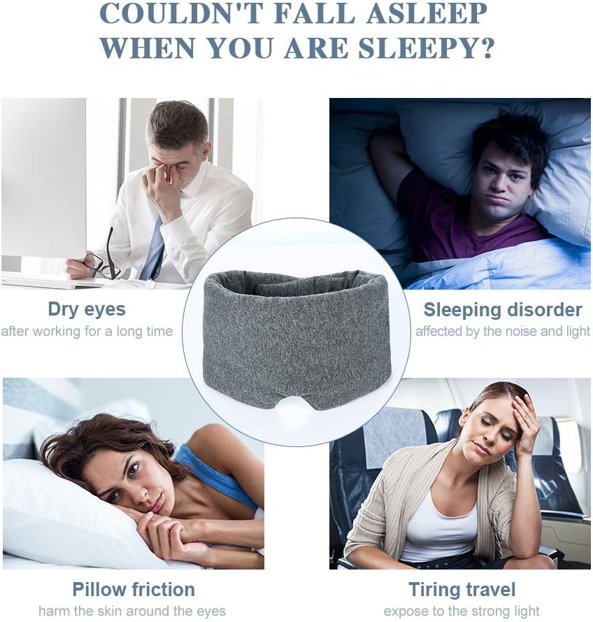 100% Handmade Cotton Sleep Mask Blackout - Comfortable & Breathable Eye Mask for Sleeping Adjustable Blinder Blindfold Airplane with Travel Pouch - Best Night Companion Eyeshade for Women Men Kid: Health & Personal Care