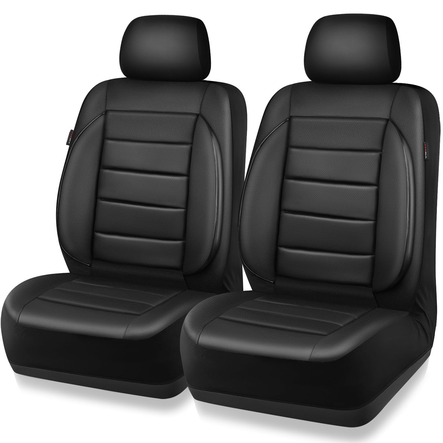 Photo 1 of CAR PASS Faux Leather Car Seat Covers Front Seats Only, 3D Foam Support Car Seat Covers, Universal fit for Trucks Vans SUVs Sedans Automotive Comfortable, Airbag Compatible 2 Pieces Front Solid Black