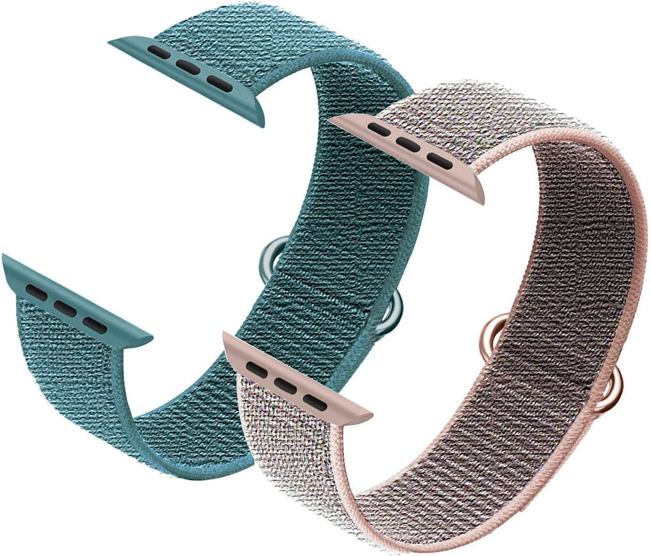 Ycysh 2 Pack Strap Compatible with Apple Watch Band 38mm 40mm 42mm 44mm,Replacement Bands for iWatch Series 5/4/3/2/1