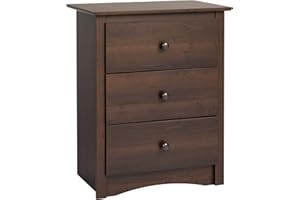 Prepac Sonoma Traditional Tall Nightstand Side Table with 3 Drawers, Functional Tall 3-Drawer Bedside Table 16" D x 23" W x 29" H, Espresso, EDC-2403