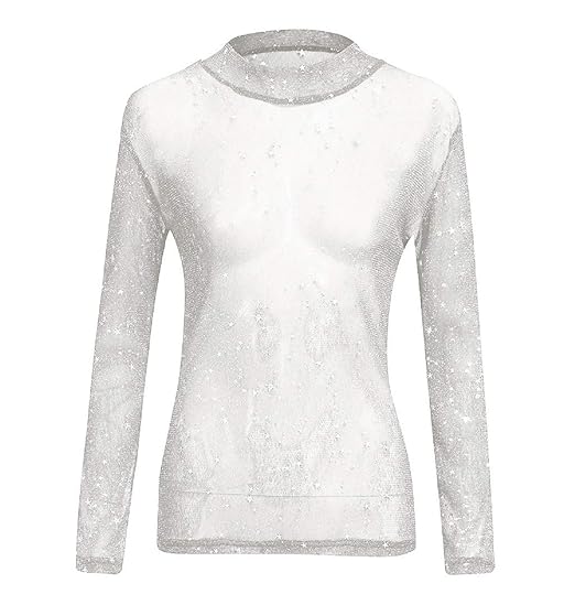 white glitter mesh top