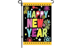 Akeydeco New Year's Garden Flag, 12.5 x 18 Inch, Double Sided, Star Design