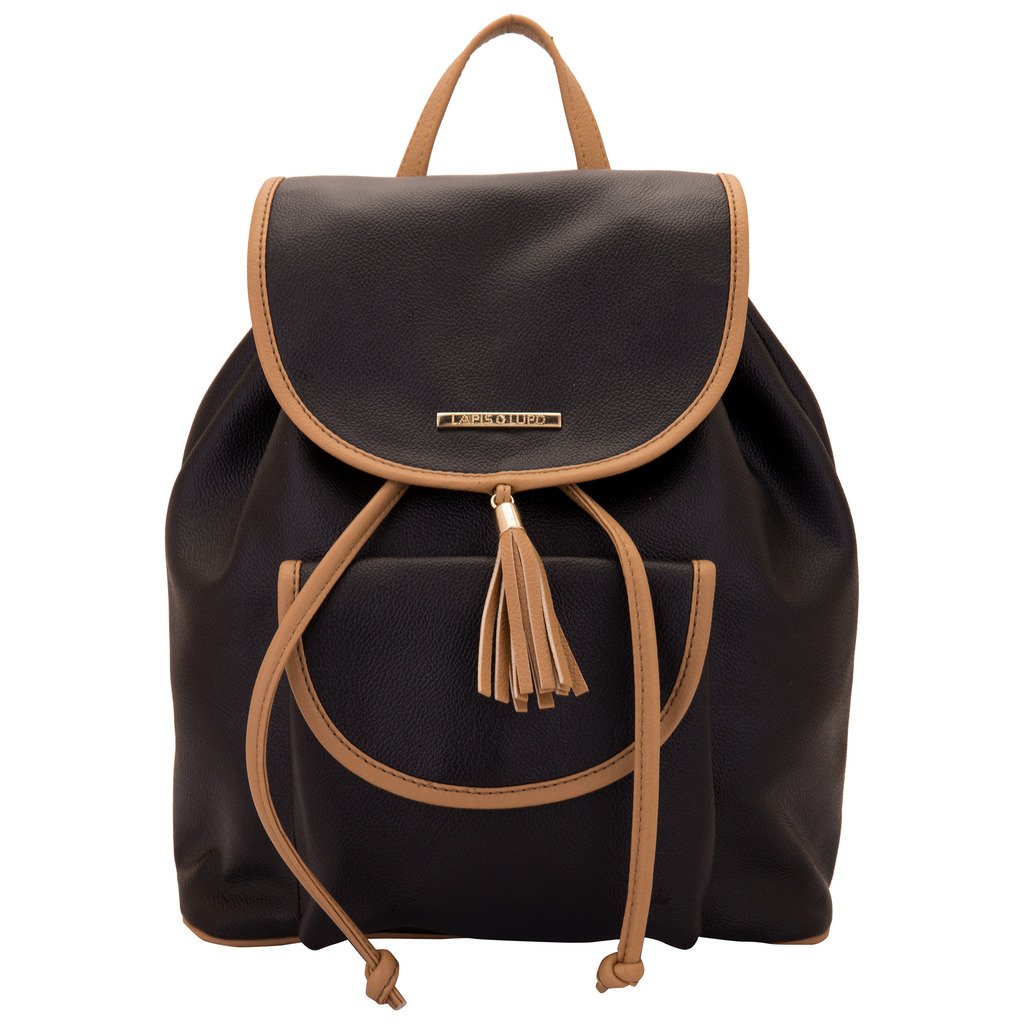 lapis o lupo women's backpack handbag (black,llbp0004bk)
