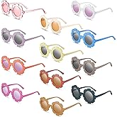 12 Pairs Kids Round Flower Sunglasses Girls Toddler Flower Shaped Cute Outdoor Sunglasses Eyewear Glasses