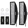 Soonpho 22 x 90cm/9" x 35" Beehive Honeycomb Strip Grid Softbox Bowens Mount for Studio Flash and Other Strobe Lighting&Carry Bag(2PCS)