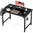 Sweetcrispy Small Computer Office Desk 40 Inch Kids Student Study Writing Work with Storage Bag & Headphone Hooks Modern Simple Home Bedroom PC Table - Black