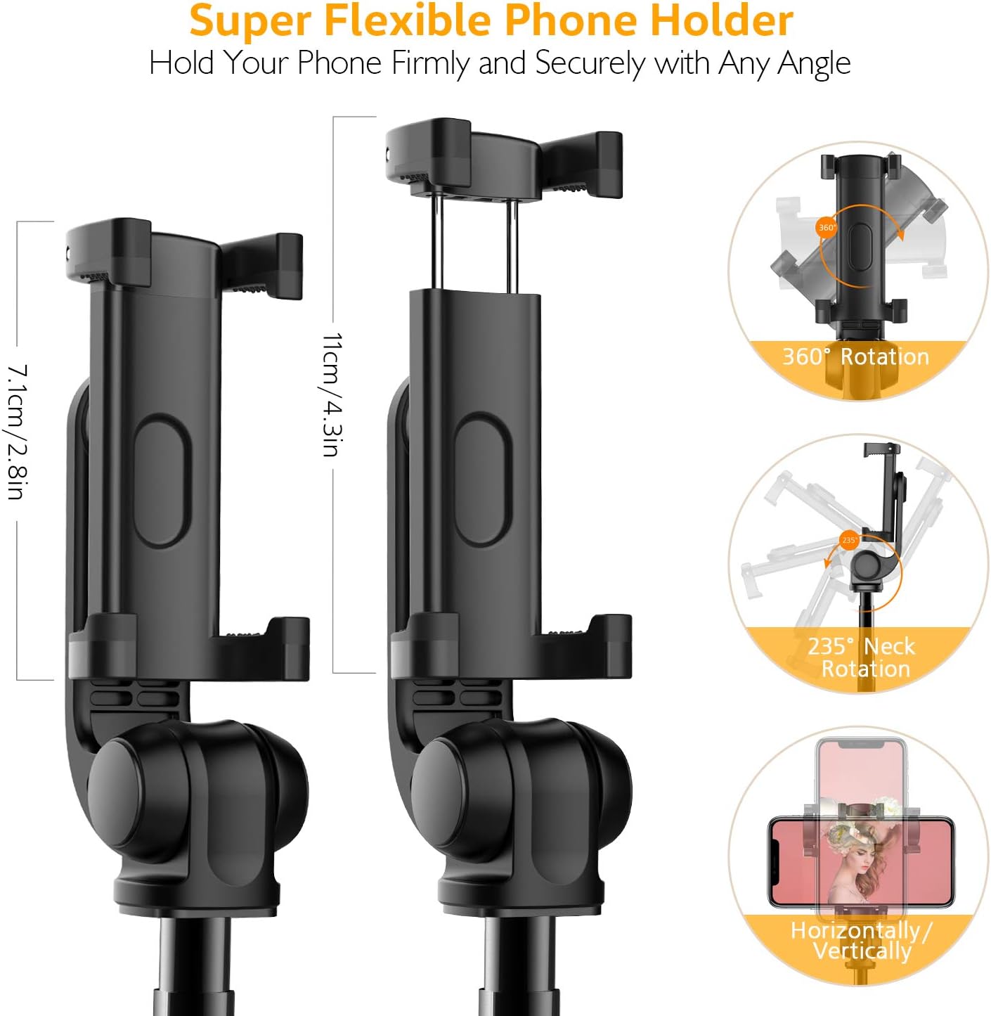 Selfie Stick Tripod, TECELKS Extendable Cell Phone Tripod with Detachable Bluetooth Remote Shutter, Suitable for Travel/Live Stream/Photography, Compatible with iOS/Android - BR21: Electronics