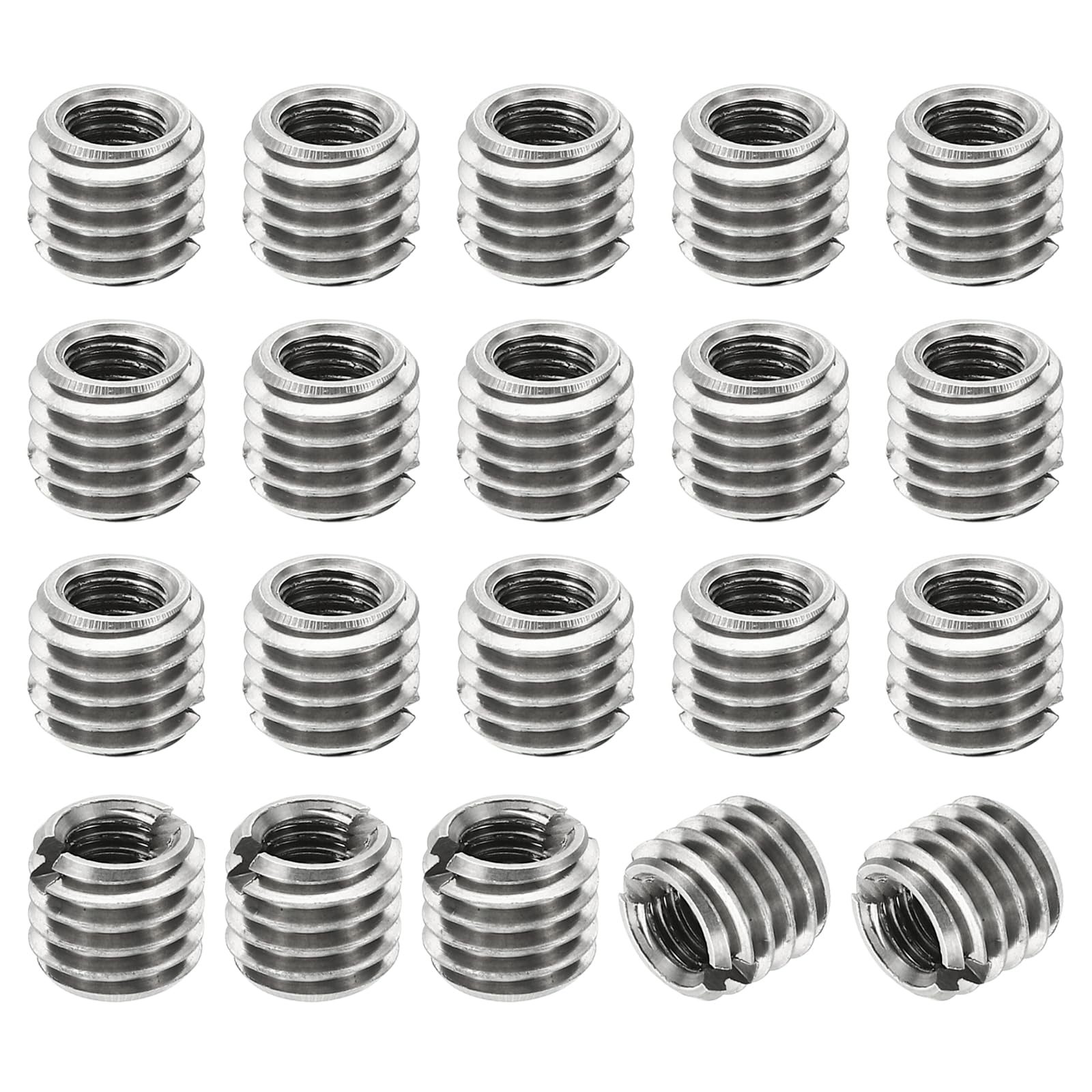 PATIKIL Thread Adapters Sleeve Reducing Nut, 20 Pcs M8x1.25 Male to M5x0.8 Female Repairing Insert Nut Screw Reducer Stainless Steel Fastener 7mm