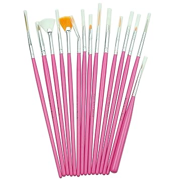 Pensule Nail Art 15 pc nail art brush set pink