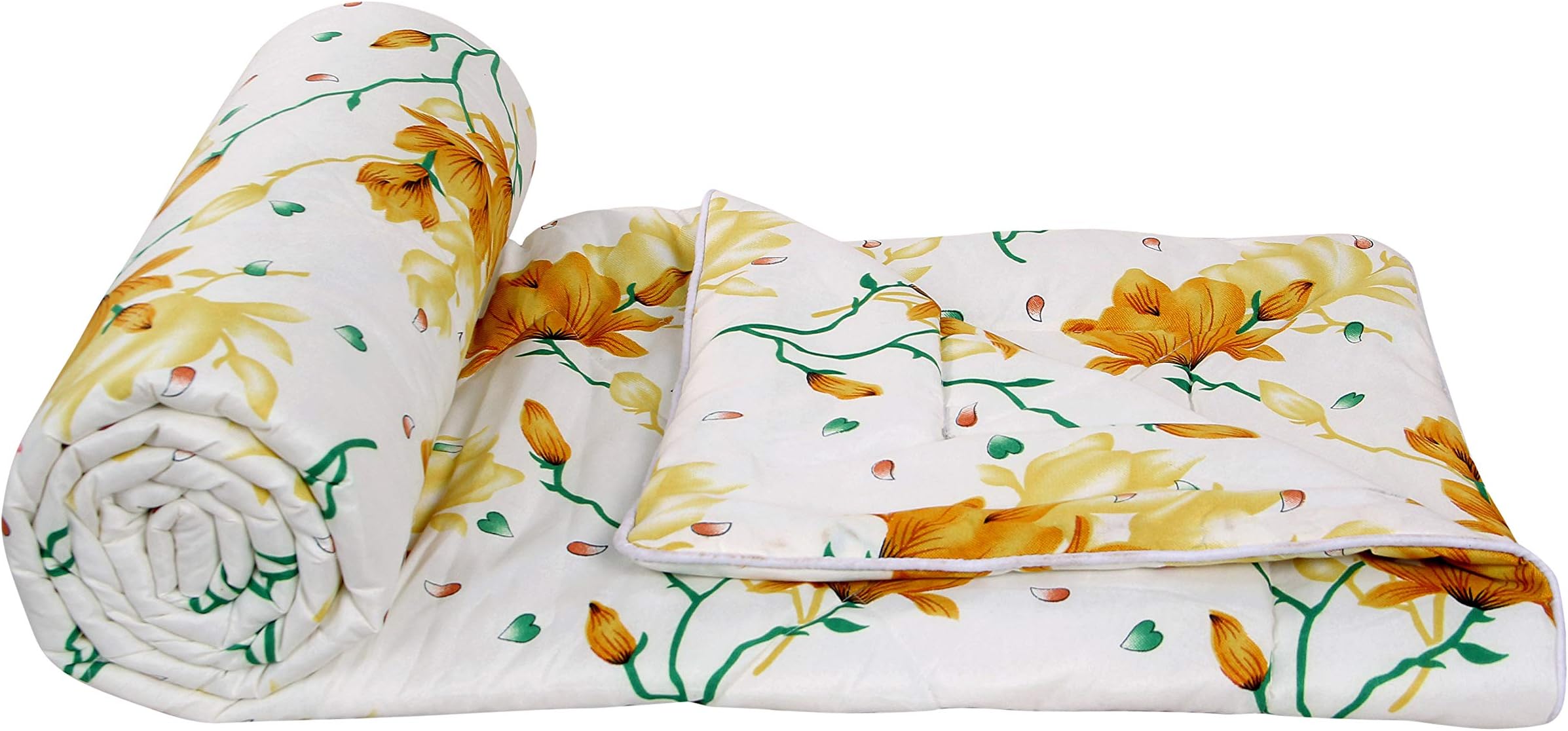 Trendz Home Furnishing Microfibre 100 TC Reversible Comforter (White & Yellow_Double)