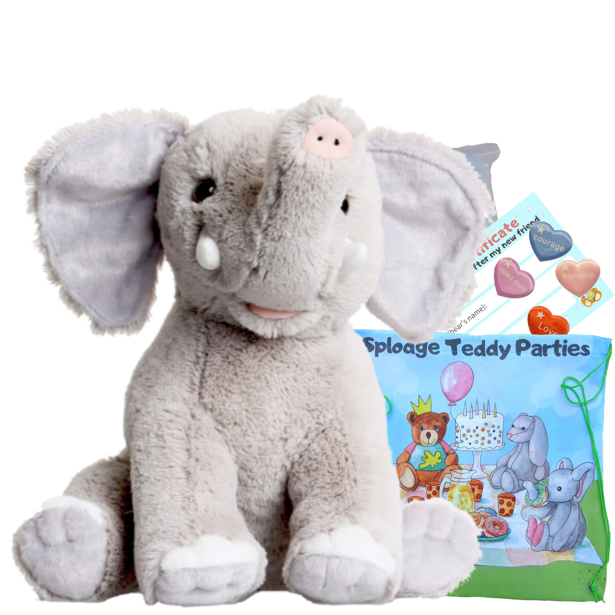 Cuddly Elephant Teddy Bear - Build make your own Teddy Bear Making Kit - 16"/40cm - no sew - Plush soft toy gift for boys and girls