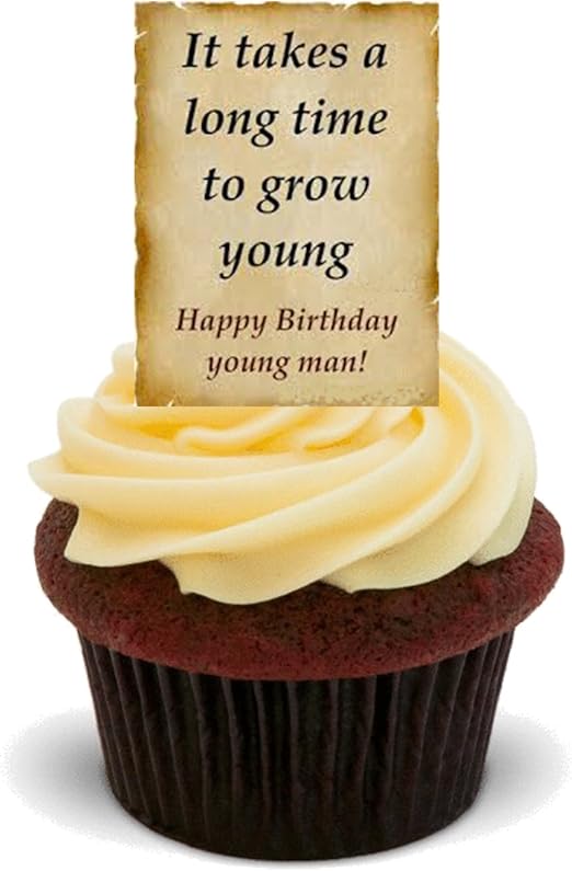 Male Birthday Funny Edible Cupcake Toppers Stand Up Wafer Cake