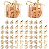Fzxdfg 60PCS Clear Favor Boxes with Gold Ribbons Small Plastic Gift Box Transparent Candy Boxes Mini Cube Treat Box for Christmas Wedding Baby Shower (2x2x2in)