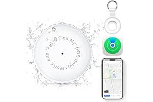 XIWXI 1 Pack,IPX8 Waterproof Key Finder,Bluetooth GPS Items Tracker with Tag Holder & Keychains,Works with 'Apple Find My'(iOS only),Case Compatible with Airtag,Music Reminder for Kids,Pets,Keys-White