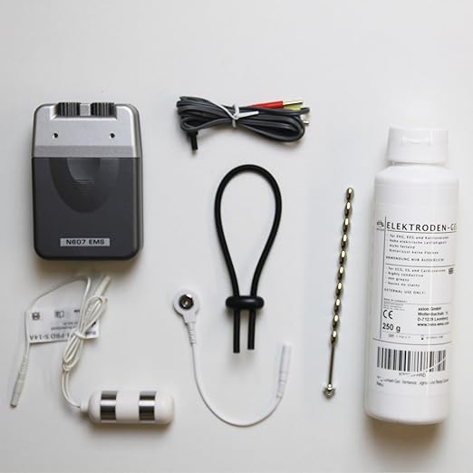 E-Stim-Reizstrom Set zur Muskeln- und Prostatastimulation: E-Stim Reizstromgerät/Prinzenzepter Dilator L. ca. 13,3 cm/Analson