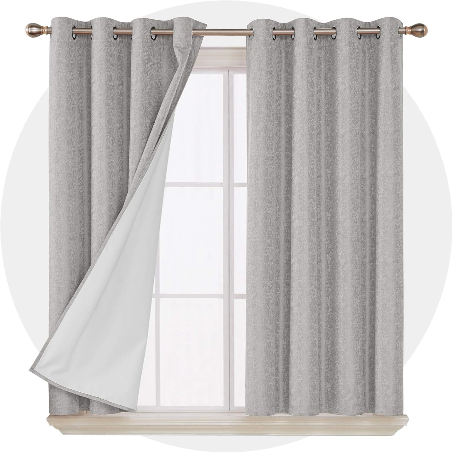 Deconovo Complete Blackout Curtains with 3 Pass Coating Back Layer Thermal Insulated Textured