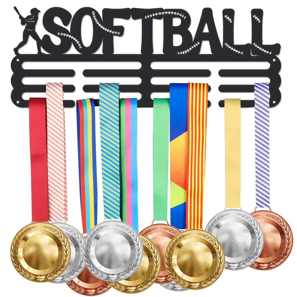 SUPERDANT Softball Metal Hook Softball Players Hanger Rack Frame for Over 60 Medals Ball Sports Metal Medal Hanger and Ribbon Display Holder Rack Exercise Medal Hanger Display