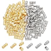 PandaHall Barrel Screw Clasps, 100 Sets Copper Screw Twist End Tip Barrel Clasps Jewelry Connector for Necklace Bracelet, Golden/Silver, 5x10mm, 0.5mm Hole