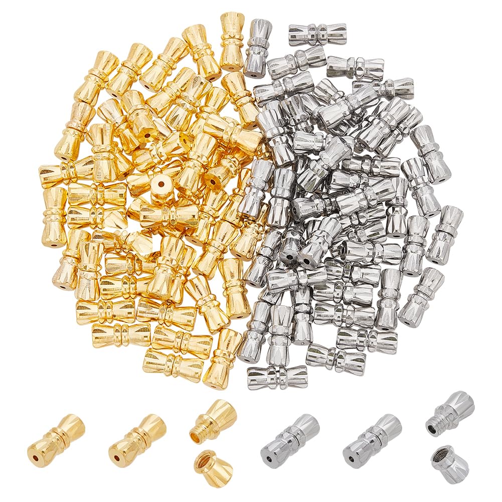 PH PandaHall 100 Sets Barrel Screw Clasps Jewellery Connector Screw Twist Clasps Copper End Tip Barrel Clasps for Necklace Bracelet Jewellery Making