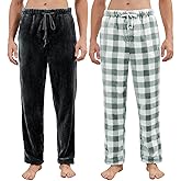 Orrstarry 2 Pack Mens Plush Pajama Pants, Fluffy Warm Fleece Sleep Pj Soft Lounge Bottoms with Pockets for Winter