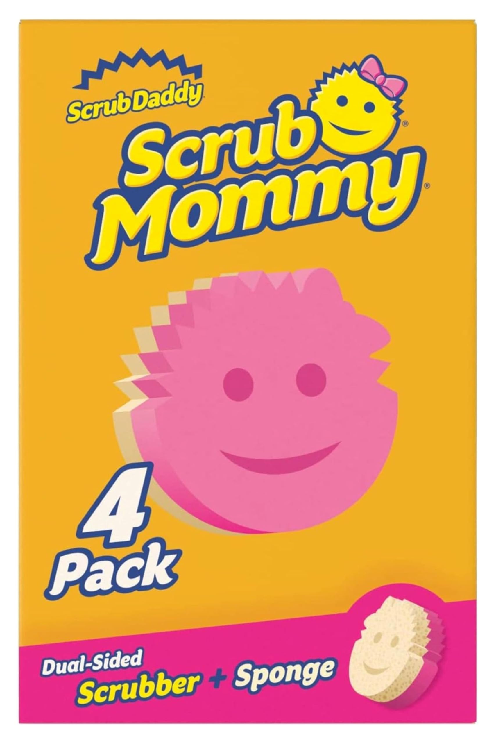 Scrub Daddy Scrub Mommy Cleaning Sponges - Dual Sided Non Scratch Sponge Scourers, Smiley Kitchen Sponges for Dishwashing & Bathroom, FlexTexture Dish Scrubber Sponge, Assorted 4 Pack