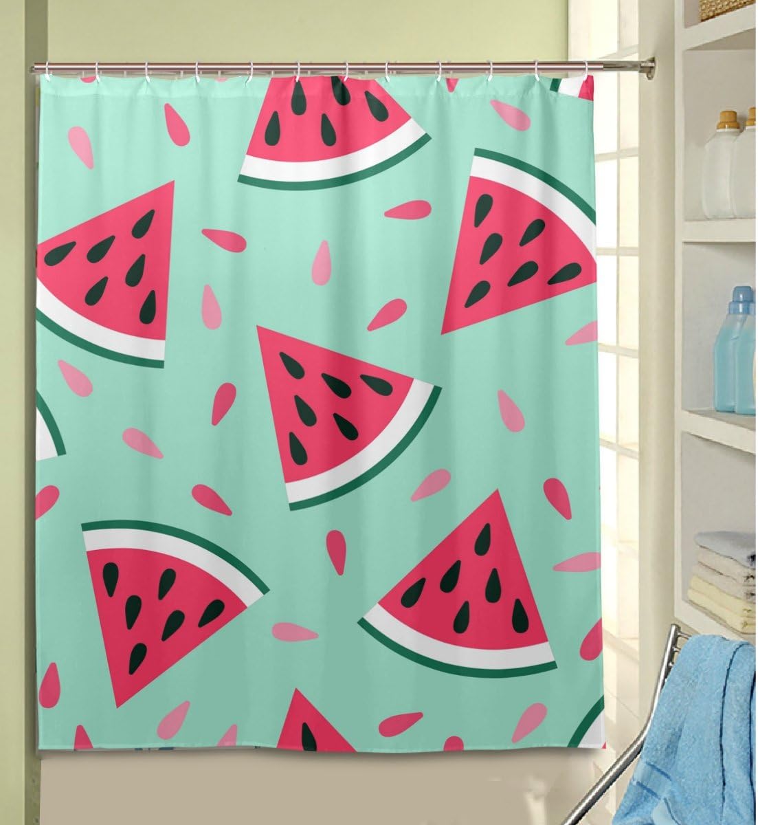 Amazon Com Senya Watermelon Bathroom Decor Shower Curtain Waterproof Artistic Polyester Fabric Shower Curtain 12 Self Grommets Eco Friendly 60x72 Home Kitchen