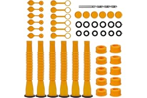 ESPLORATORI 49 Pcs Gas Can Spout Replacement Kit,Gas Can Spout Replacement Fits 5 Gallon Gasoline Cans,with Flexible Nozzles,Screw Collar Caps