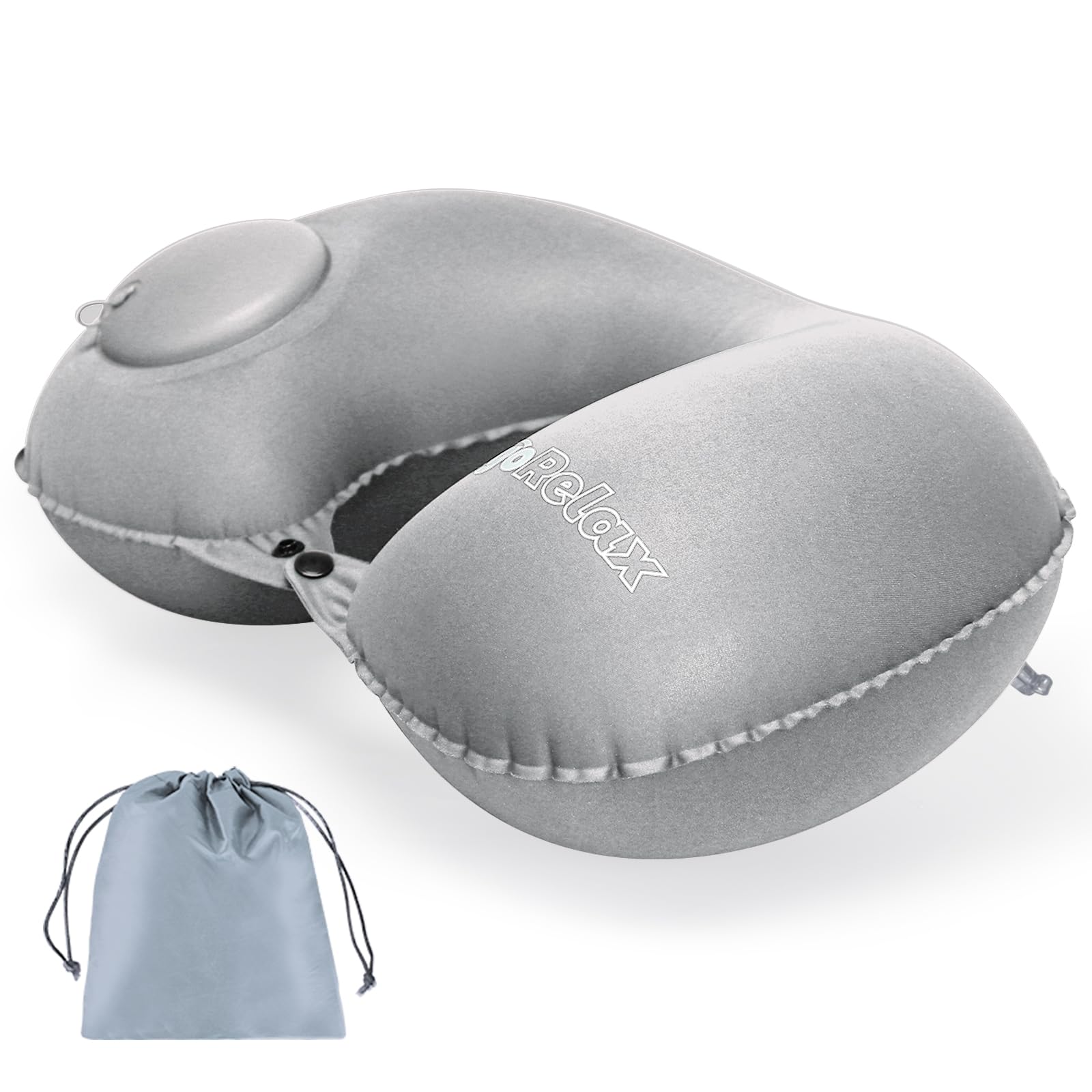 Photo 1 of ErgoRelax Inflatable Travel Pillow, Neck Pillow for Traveling Airplanes Train Car Office, Portable U-Shaped Blow Up Neck Support Pillow (Grey)