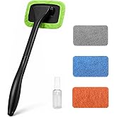 Miunice Car Windshield Cleaner Tool, Inside Windshield Cleaning Tool | with 4 Washable and Reusable Microfiber Pads, Auto Wiper Inside Compact Windshield Brush for Car &amp; Home Windows