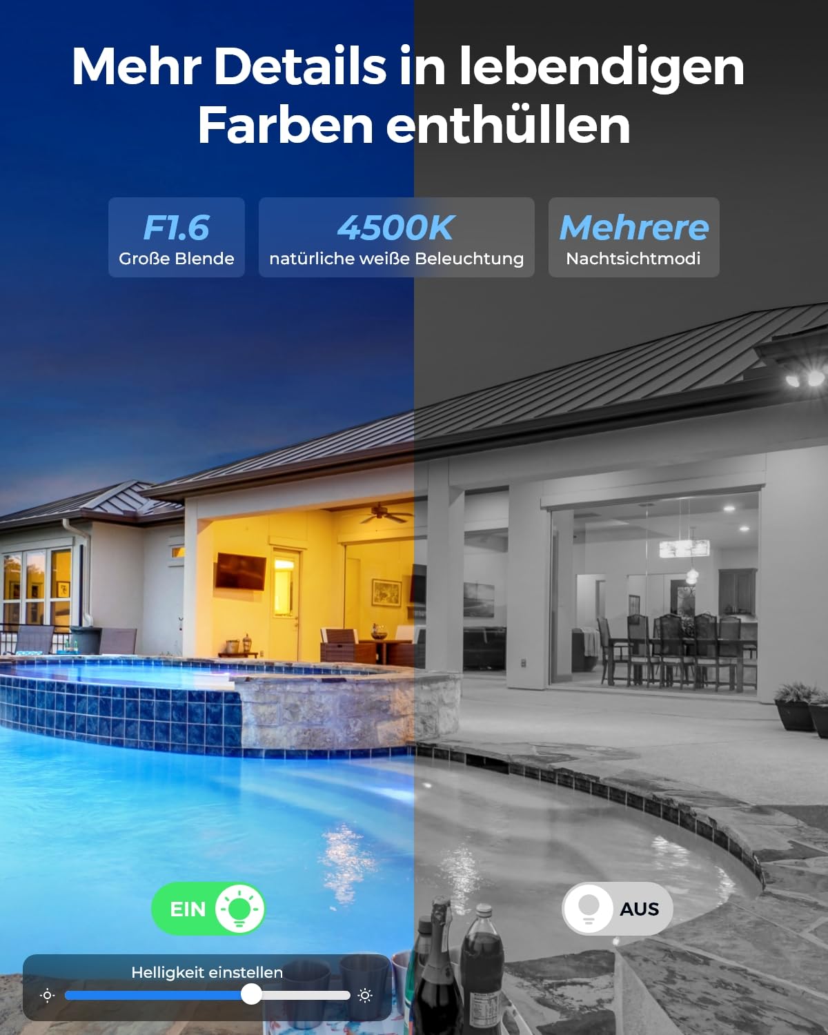 Reolink 4K 8MP 180° Dual-Objektiv PoE IP-Kamera, IK10 Vandalismusschutz, Personen-/Fahrzeug-/Tiererkennung, IR- und Farb-Nachtsicht, Zwei-Wege-Audio, IP67 Wetterfest, Power Over Ethernet, Duo 2V PoE 3