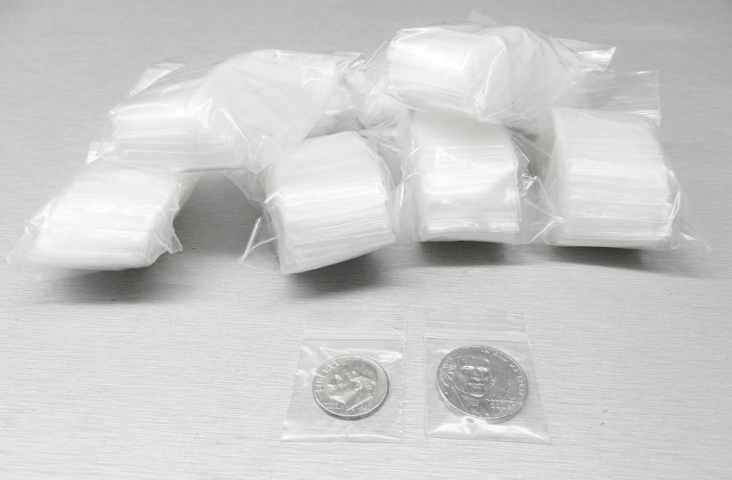 1000 Ziplock Bags Reclosable 2mil Clear Poly 1" x 1" Zip