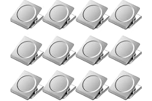 Strong Magnet Clips 1.2 Inch - 12 Packs Heavy Duty Metal Magnetic Clips for Refrigerator, Magnetic Clips for Whiteboard, Pict