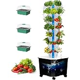 MQHUAYU Vertical Hydroponic Tower Garden, 35 Pods 7-Layer Growing System | 2.5mm Extra-Thick Heavy-Duty Build, BPA-Free Modular Design, Smart Timer, Water Pump, Seed Trays for Indoor Outdoor