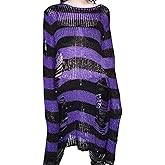 Zhiyouni Punk Gothic Sweater for Women Men Hollow Out Loose Knit Pullover Tops