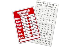 EKSPRINT Business Hours Sign, Changeable Open and Closed Signs with Matching Letter and Number Stickers for Glass Door, Office, Restaurants, Bars, Retail, Barbershop, Salon Shops (Red)