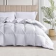MARTHA STEWART Goose Feather and Down Fiber Comforter Queen Size - Luxurious Hotel Duvet Insert Bedding Comforters 100% Cotton All Season Medium Warmth 90 x 90 Inch(White)